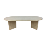 Oval coffee table in travertine