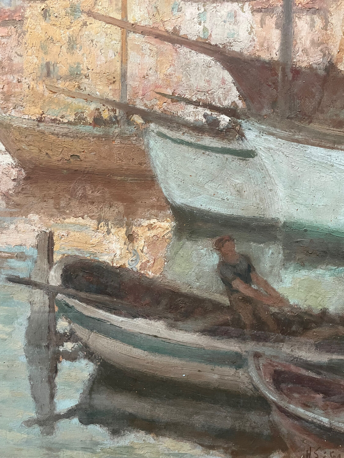 Painting Port of Saint Tropez 1939 Hippolyte Lety