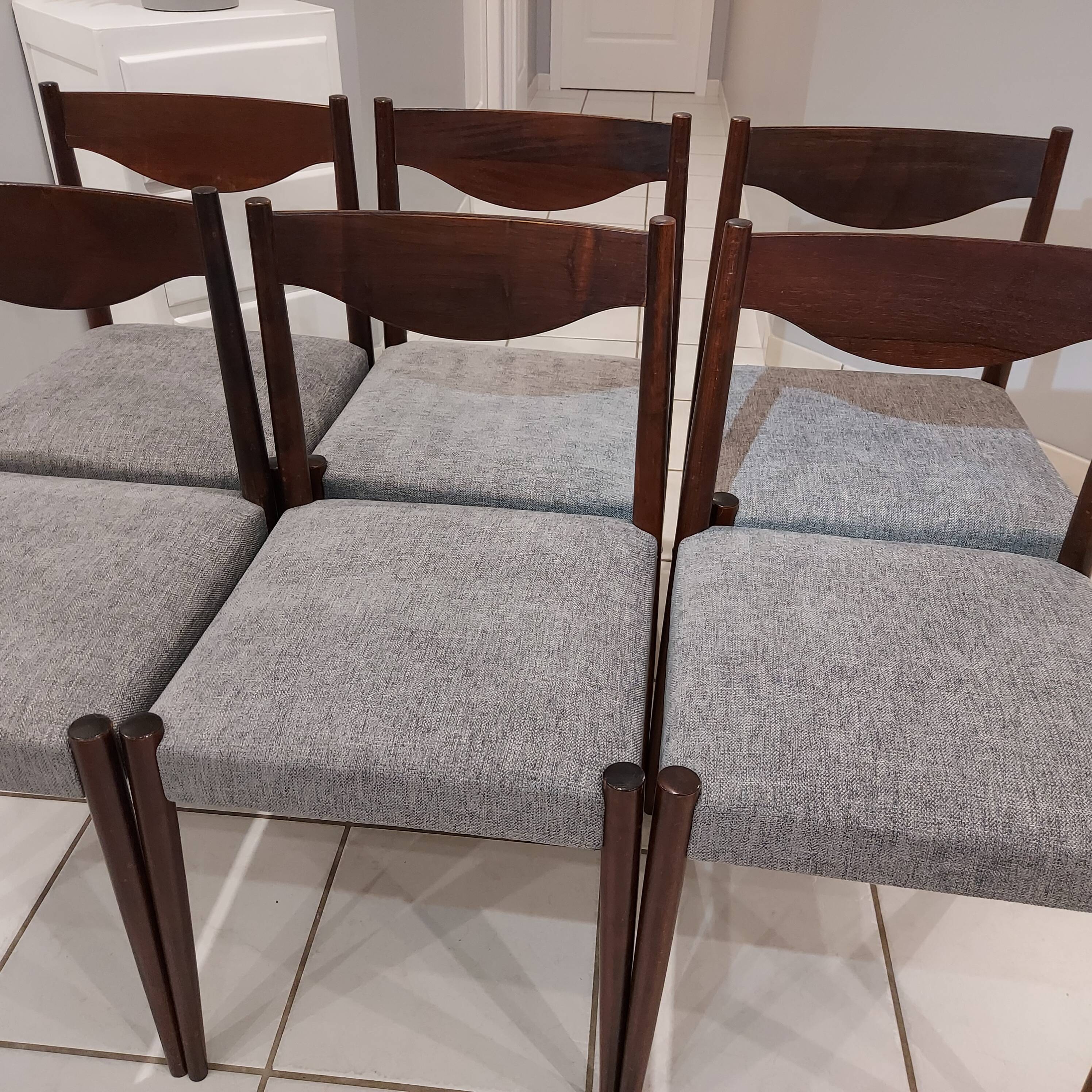 Suite of 6 vintage scandinavian chairs 1960s