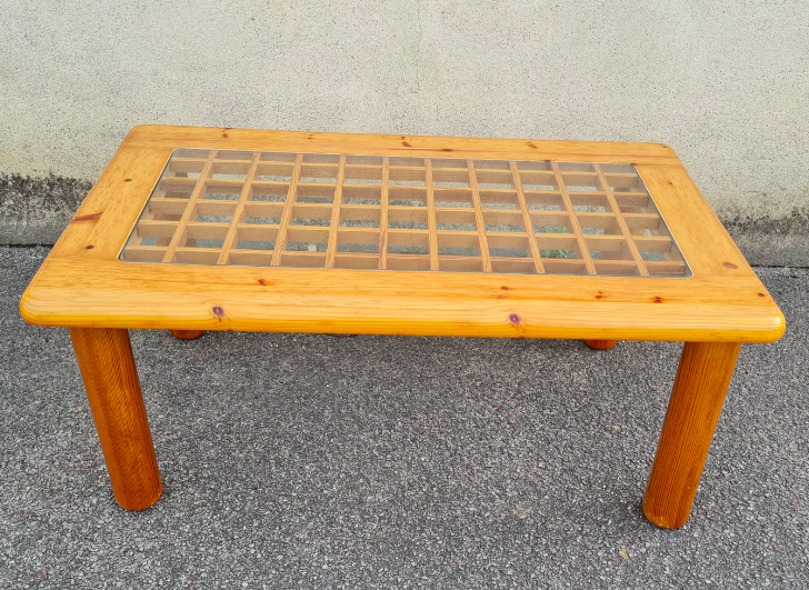 Italian pine and glass coffee table