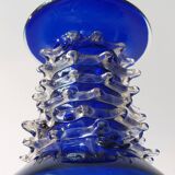 Vintage blue handmade glass vase Lwiw Ukraine