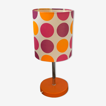 Orange chrome lamp - typical polka dot lampshade of the 1970s