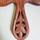 Vintage hand mirror in hand carved wood and bone inlay