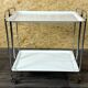 1960s 1970s Serving Cart Dinette Side Table Space Age Design Chrome White