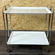 1960s 1970s Serving Cart Dinette Side Table Space Age Design Chrome White
