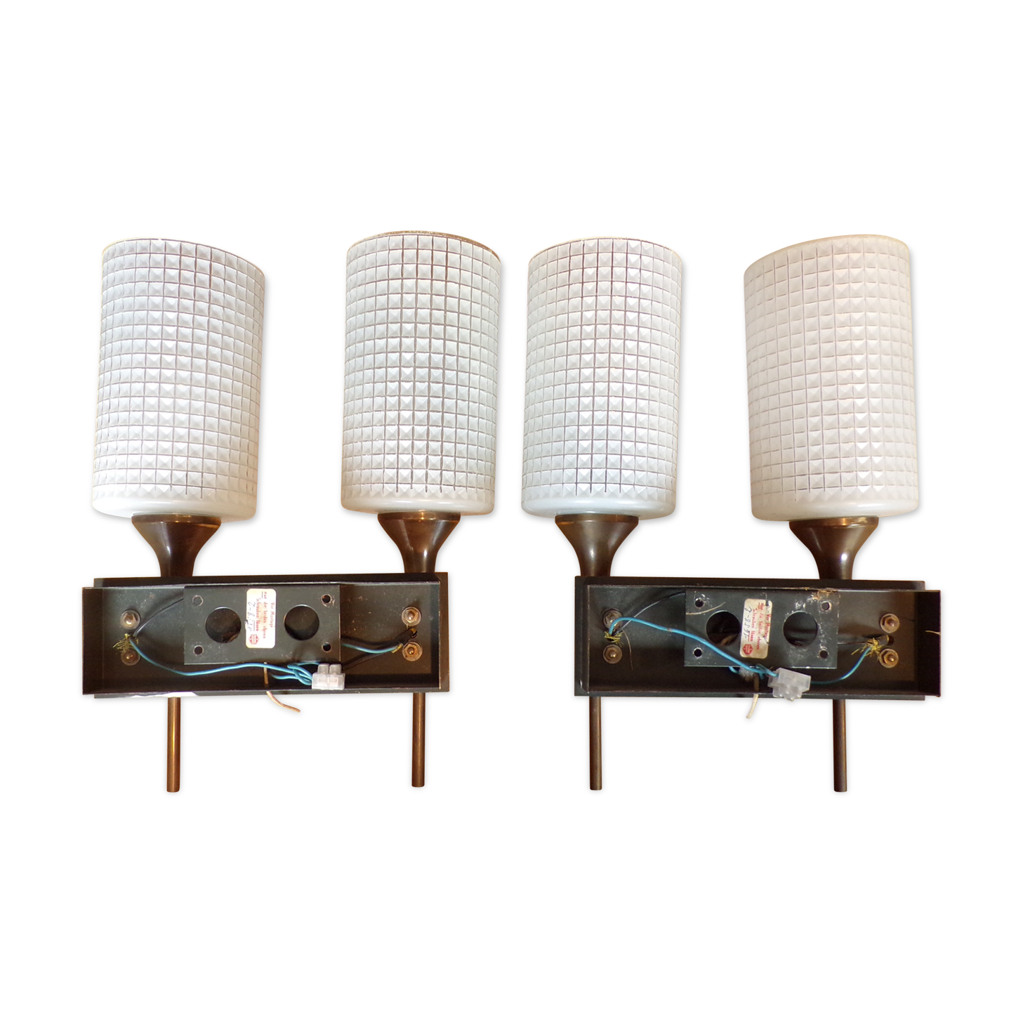 Pair of wall lamps Neuhaus Leuchten 2 burners 1960