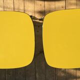 Duo of vintage formica mustard yellow stools