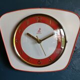Vintage formica clock silent wall clock "Jaz white orange"