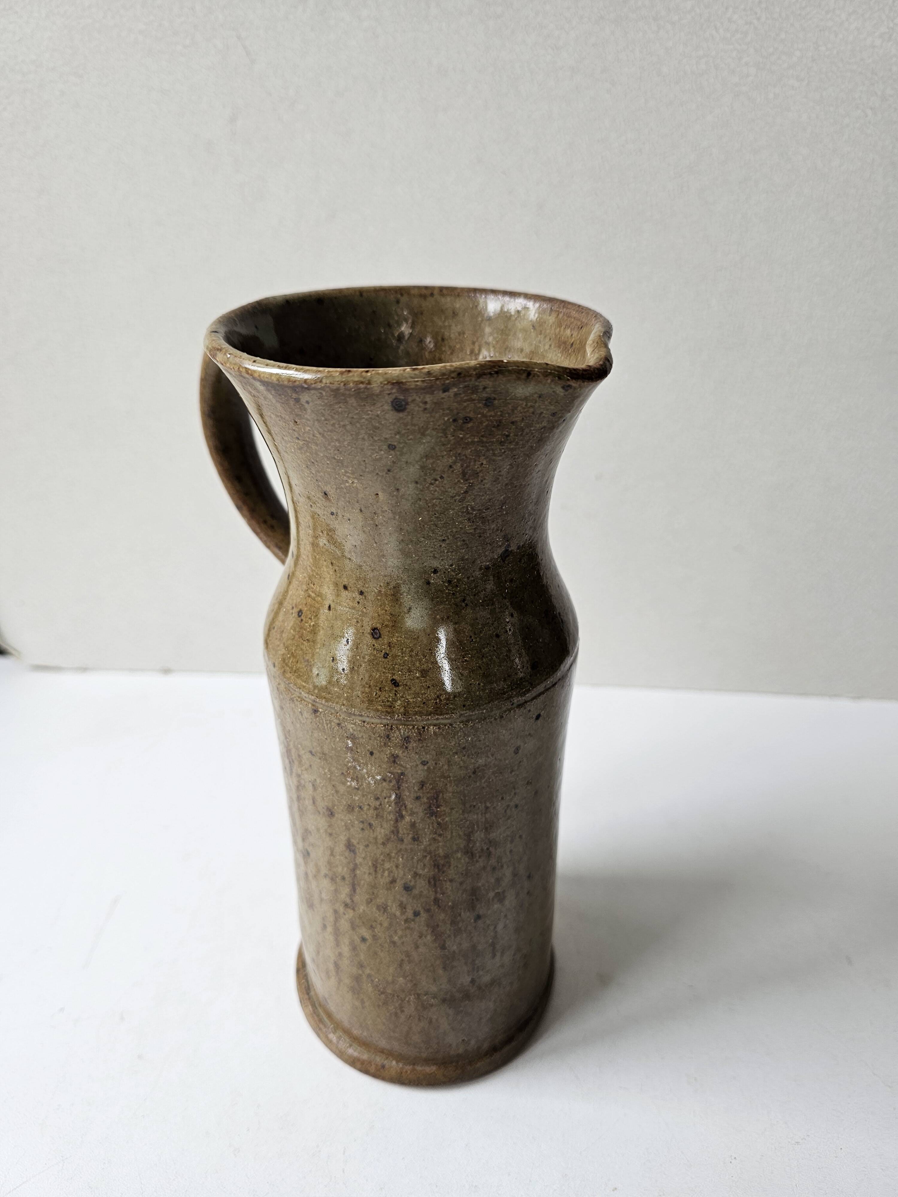 Stoneware ceramic pitcher signed poterie du bois de Laud