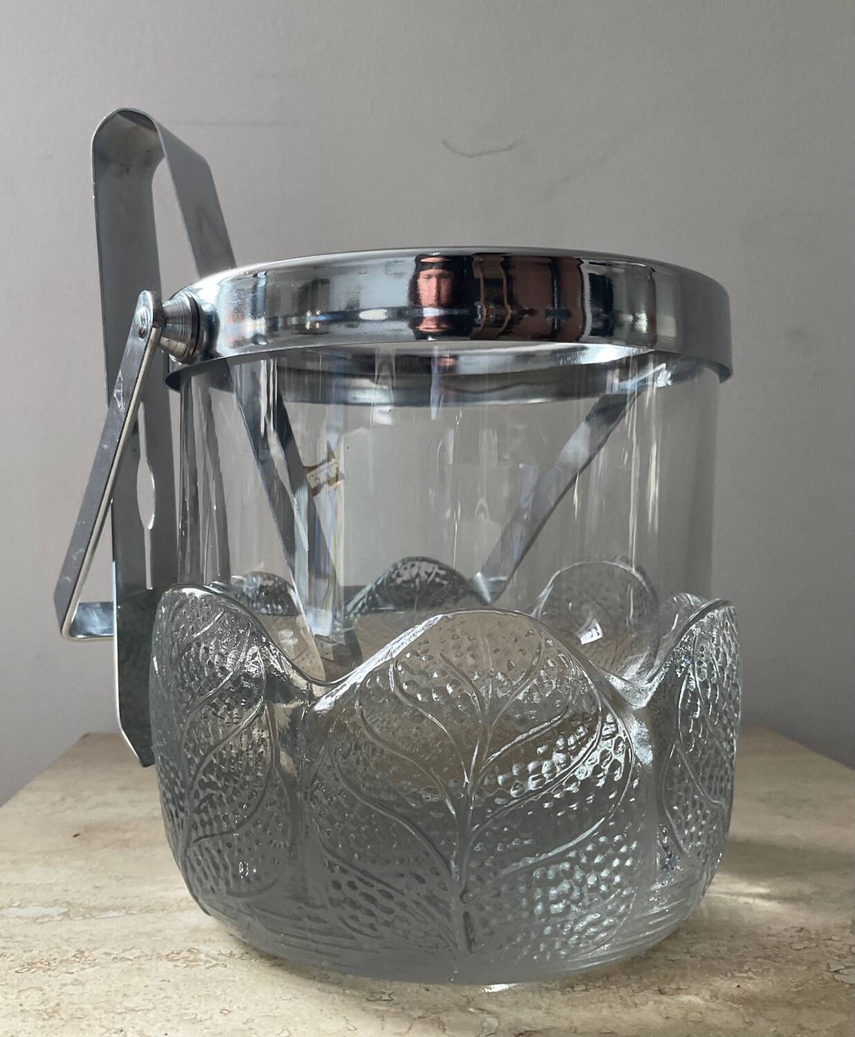 Crystal ice bucket from Lacs Italy 1970s