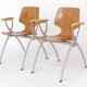 Set of 4 Vintage Pagholz Stackable Chairs, Industrial Dining Chairs, German