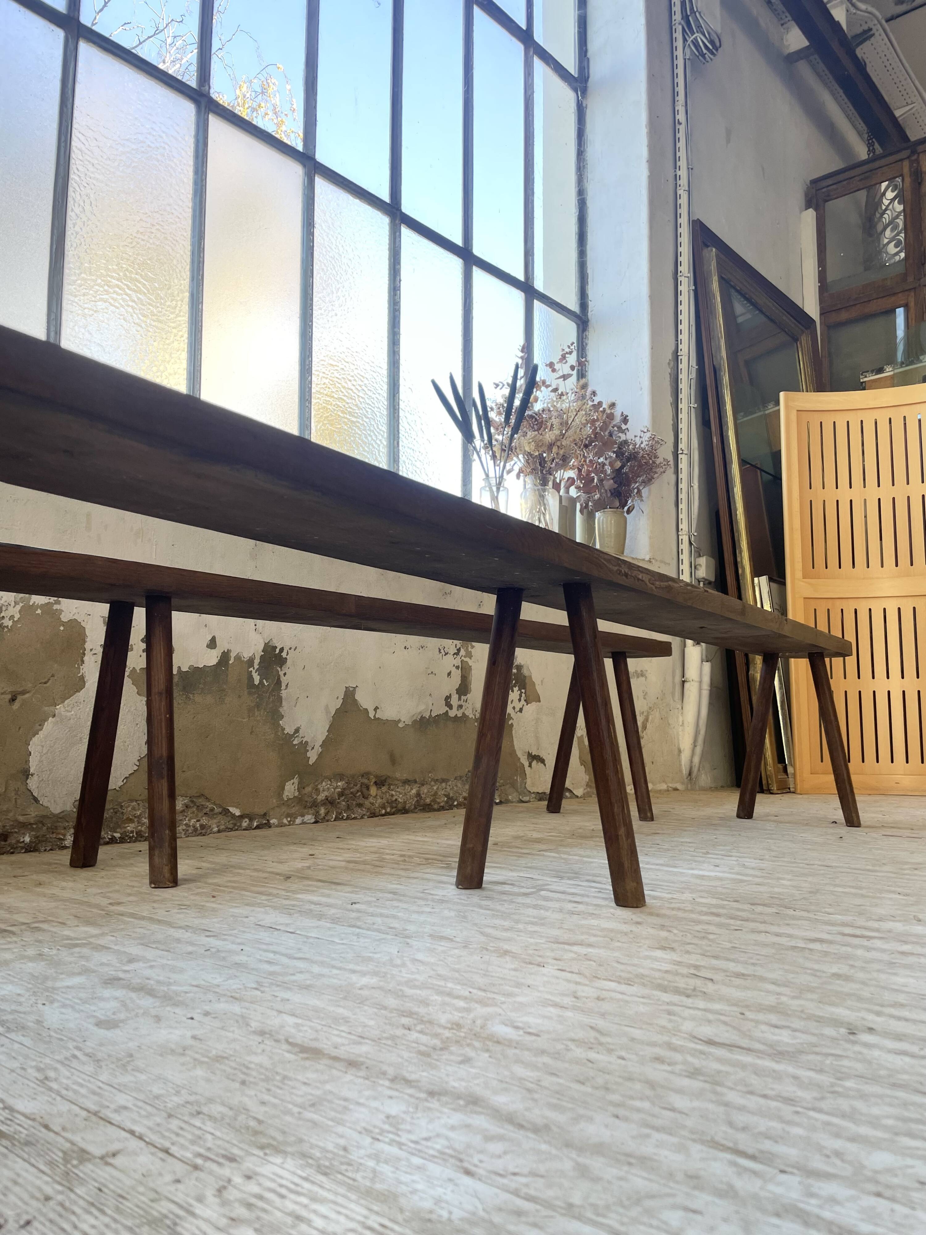 Pair of 3m solid oak farmhouse benches