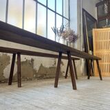 Paire de bancs de ferme en chêne massif 3m