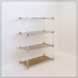 Claustra shelf in plexiglass, smoked glass and brass