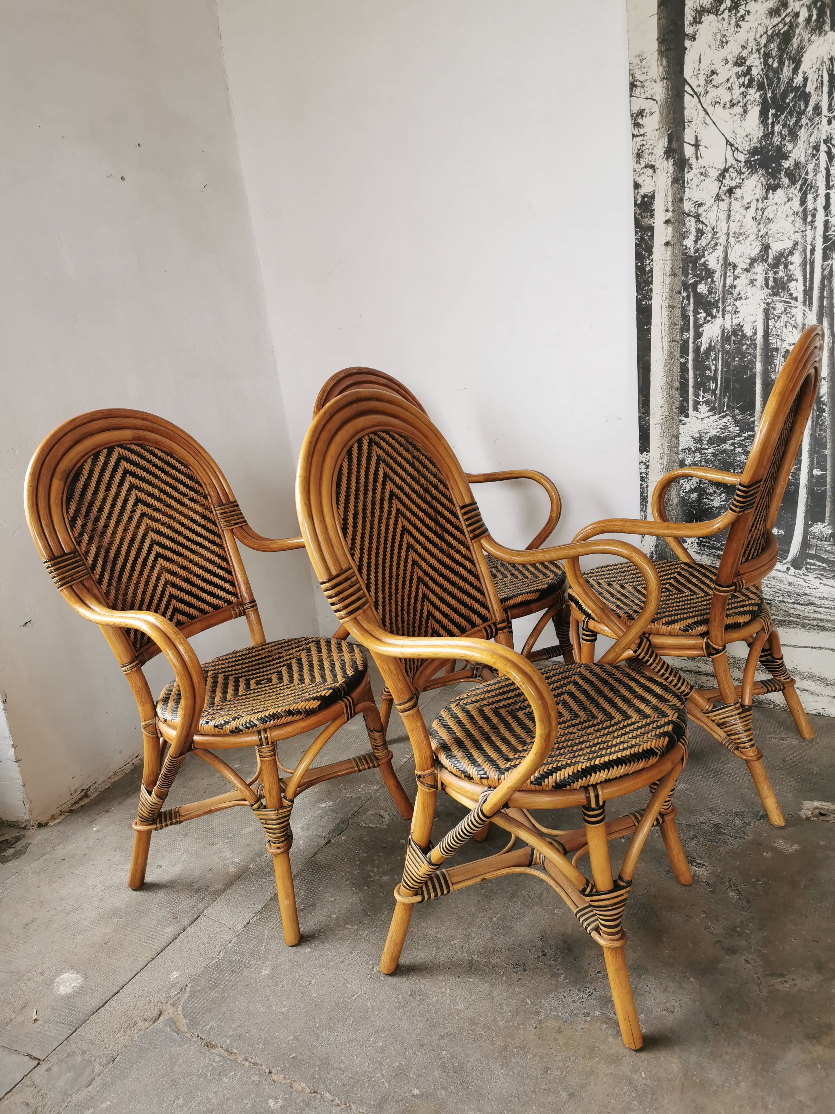 Set de 4 fauteuils en rotin
