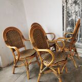 Set of 4 rattan armchairs
