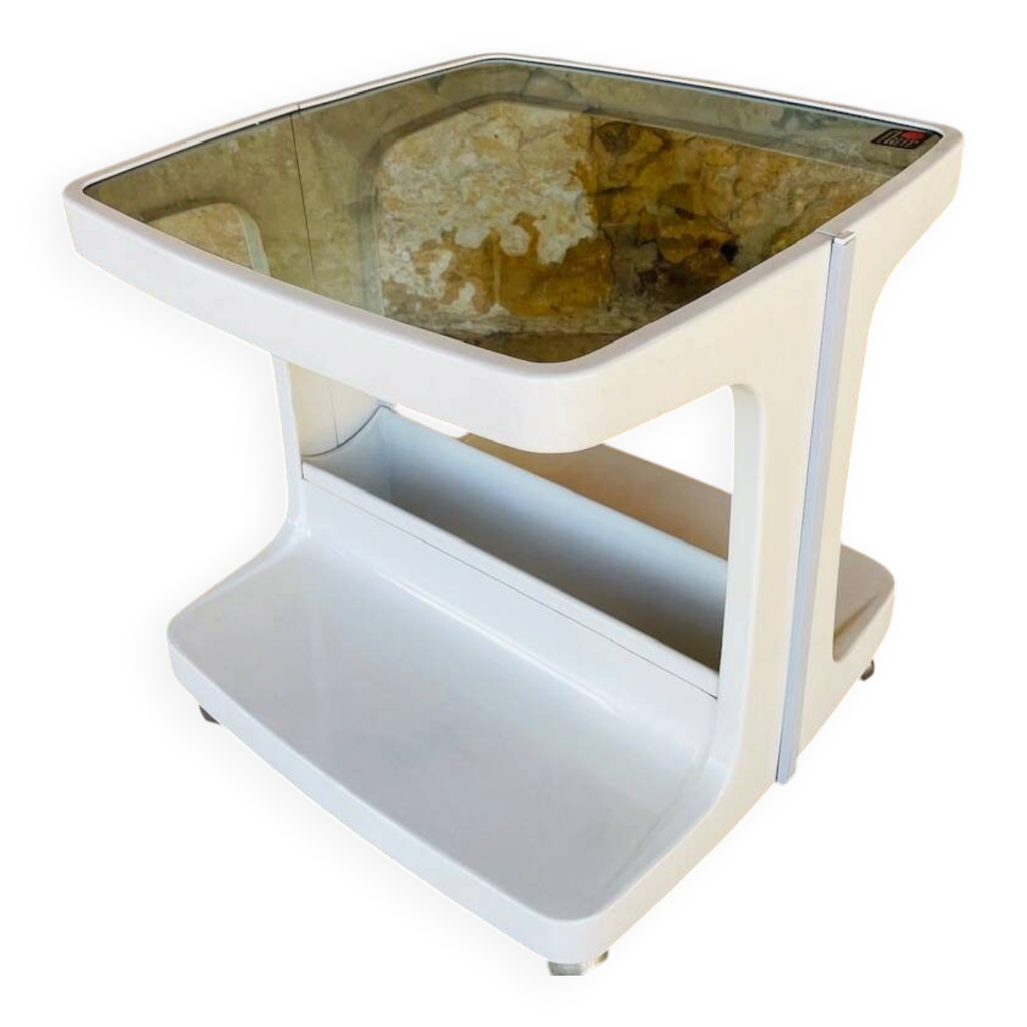 Table d'appoint Vintage sur roulettes avec rangement, édition Flair 1970s