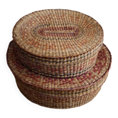 Nesting boxes made of straw.