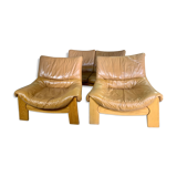 Leather and wood lounge of the Maison Regain 1950s/60s