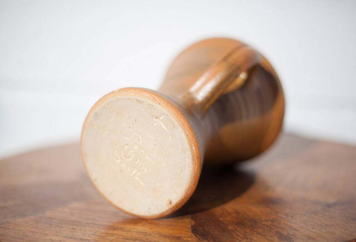 Vintage pitcher, vintage jug, pottery signed Paul Igom Bavil?, artisanal pottery, carafe, vase