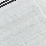 %100 Wool Beige & Black Striped Vintage Kilim Rug, 309x366 Cm