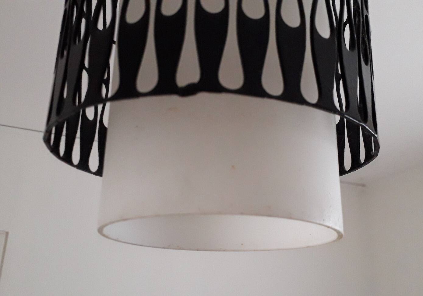 Vintage opaline and metal pendant light