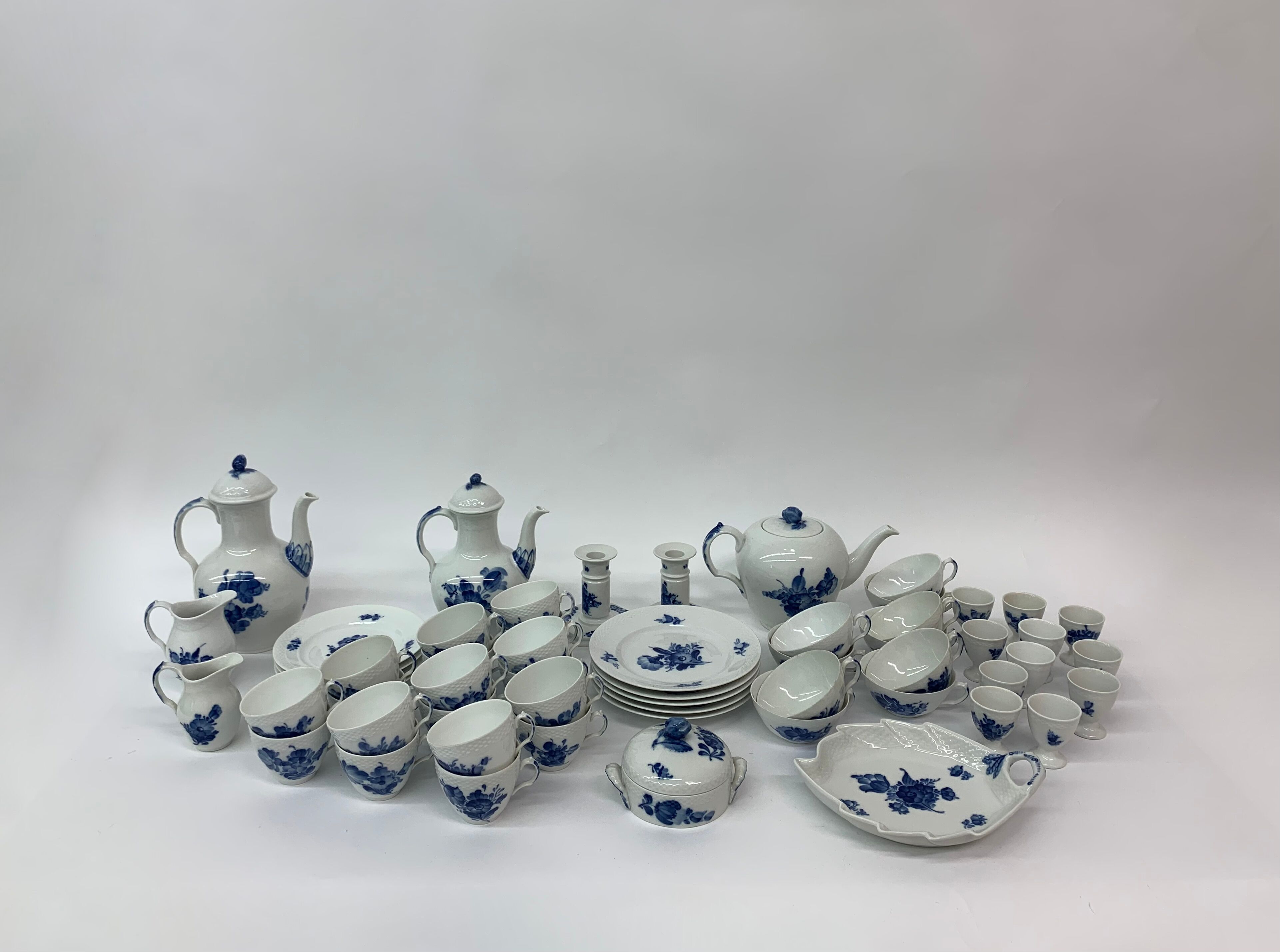 Set of Royal Copenhagen blue flower braided crockery