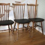 3 BAUMANN Tacoma chairs black faux leather dark beech