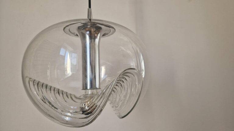 Midcentury Pendant "Wave" by Koch and Lowy for Peill & Putzler, 1960s