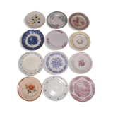 Set of 12 different flat plates