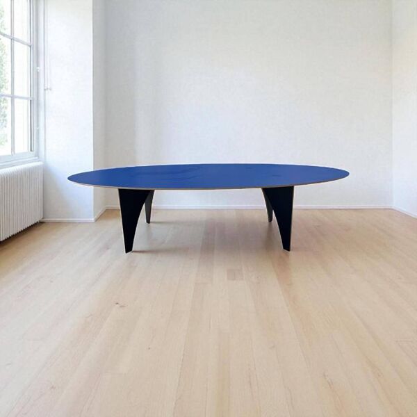 Table / table à manger rétro XL bleue