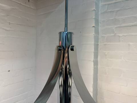 Vintage Space Age chrome and glass chandelier from the 1970s.