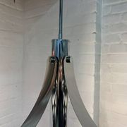 Vintage Space Age chrome and glass chandelier from the 1970s.