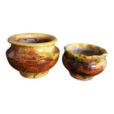 Pots de fleur, poterie provençale en terre cuite émaillée