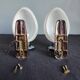 Pair of ouefs sconces in opaline and vintage chromed metal