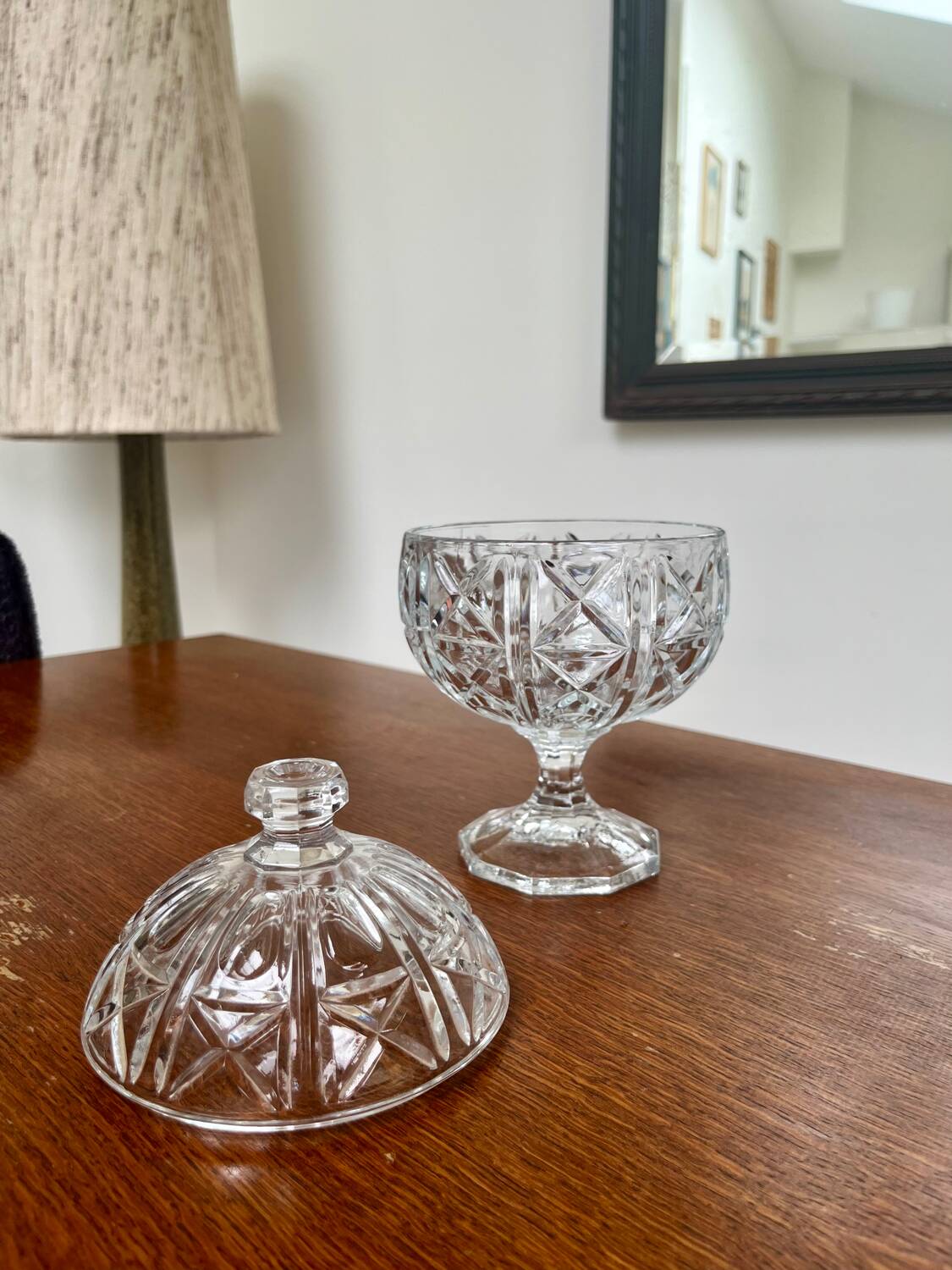 Cut glass candy dish or sugar bowl – Italy