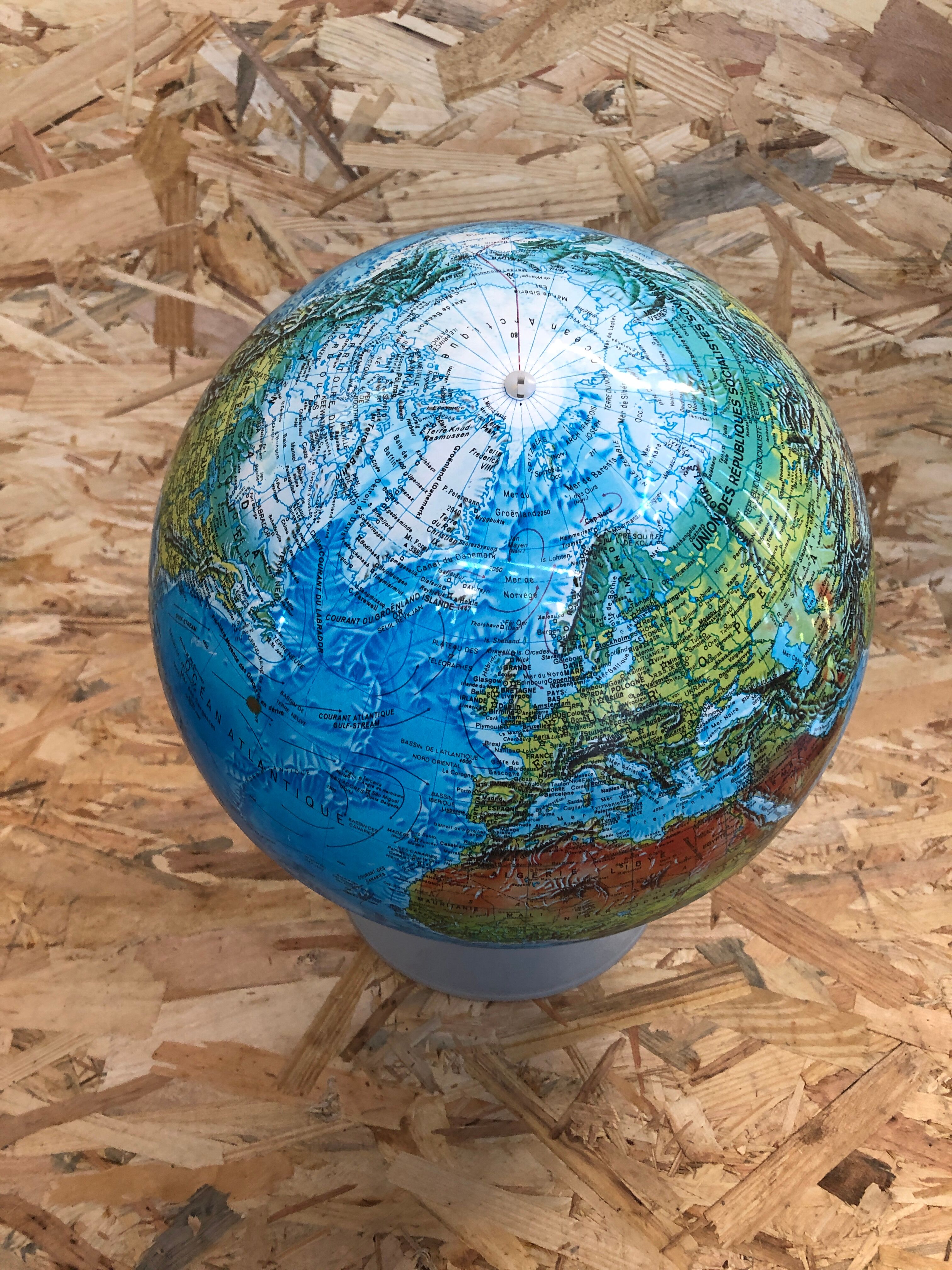 Ancien Globe Terrestre Mappemonde Globe A/S Danemark Type 2000Z Vintage