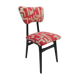 Chaise papillon du milieu du siècle, tissu jacquard rouge beige, bois noir, Europe, années 1960