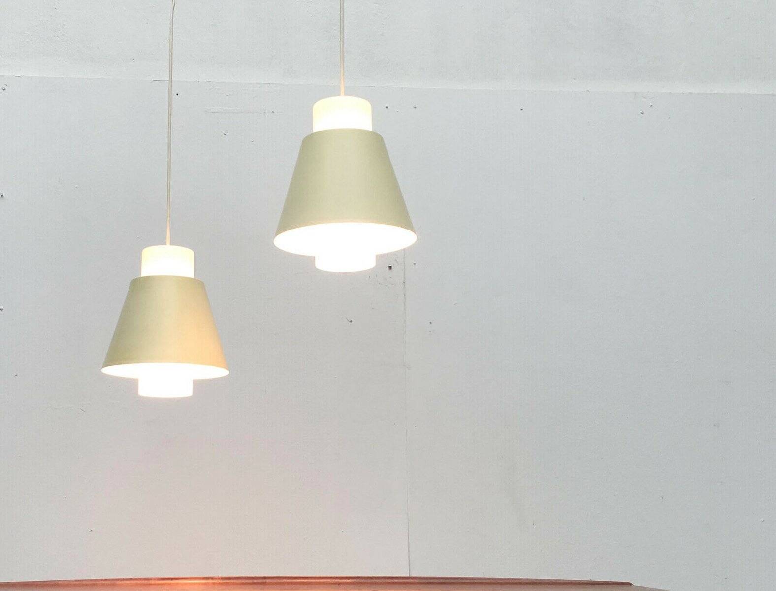 Glass and metal suspensions from the Mid-Century period, set of 2.