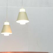 Glass and metal suspensions from the Mid-Century period, set of 2.