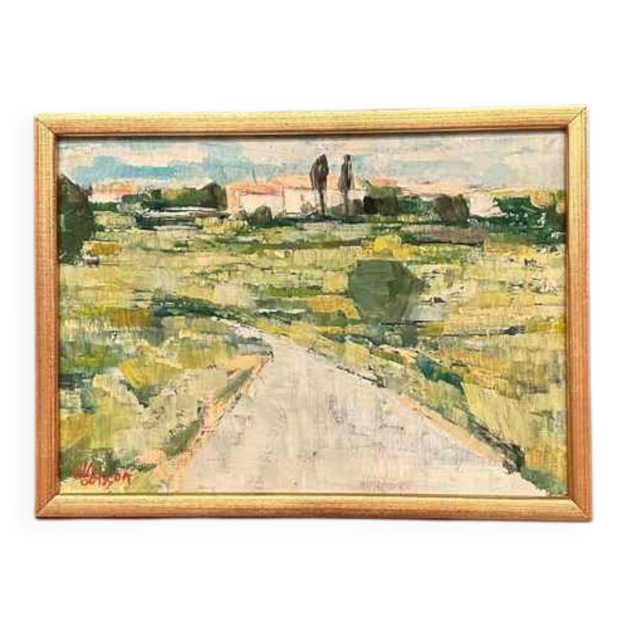 Original Swedish Oil On Panel – “Path” By Olle Larsson – Signed – Vintage & Framed – 35 × 26 Cm (13.8" × 10.2")