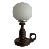 Scandinavian lamp in wood and opaline