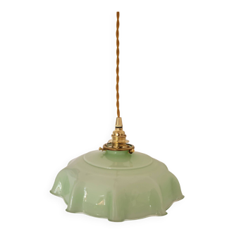 Green draped opaline pendant light