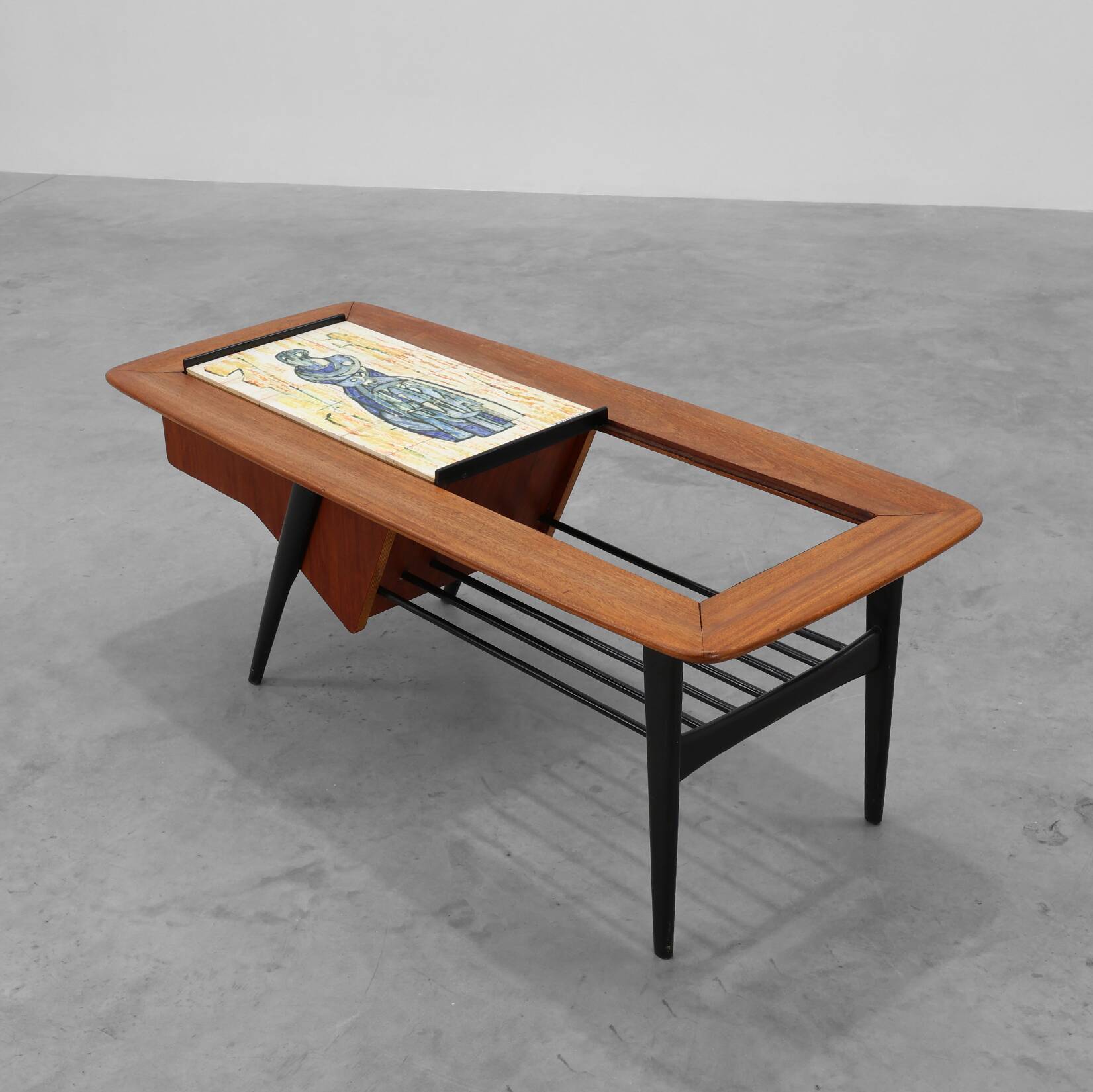 Coffee Table model 210, teak wood and ceramic,by Alfred Hendrickx, Belform