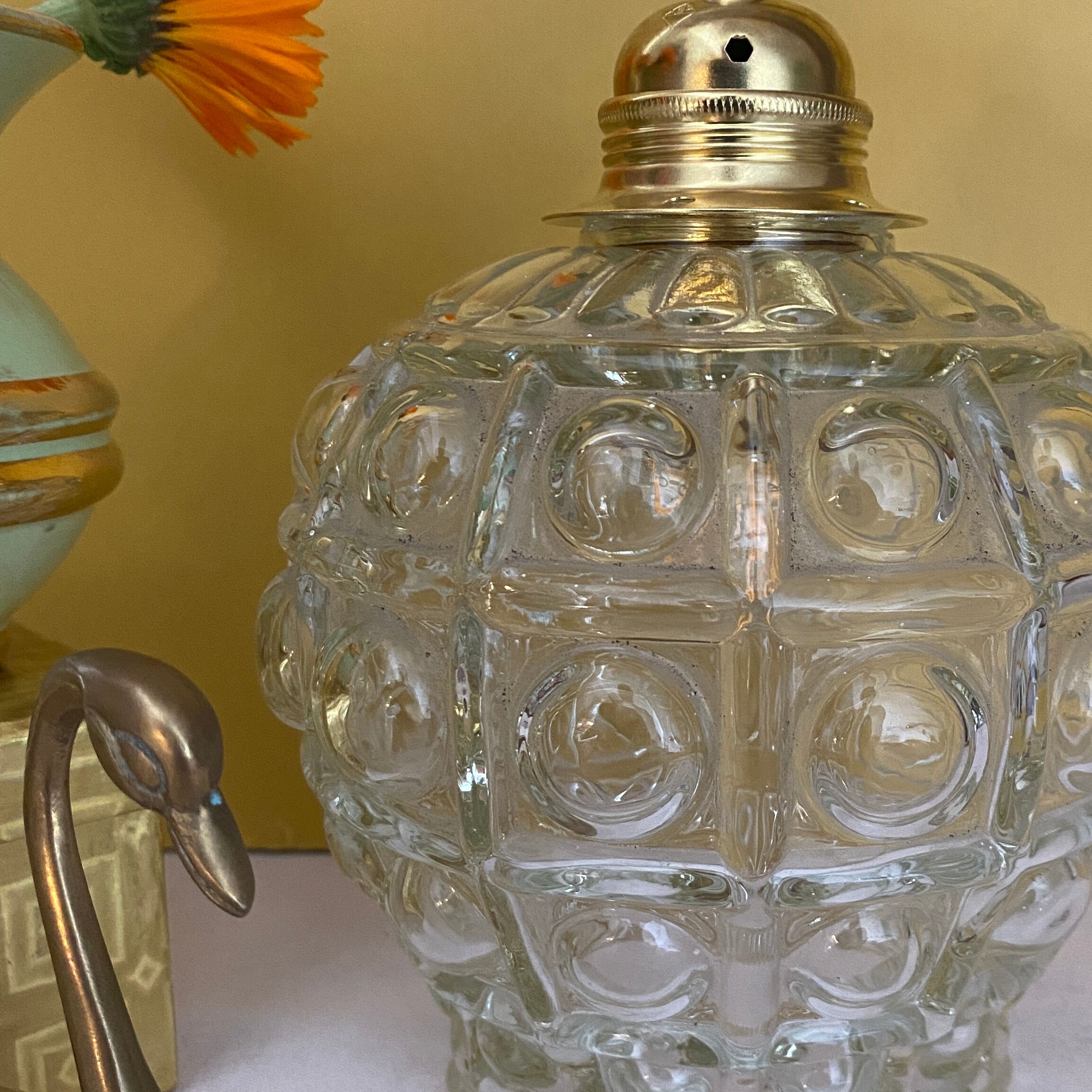 Vintage molded glass globe walking lamp