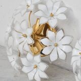 Set of 2 Charming Murano Vintage Ceiling Light White Flowers, 1970s