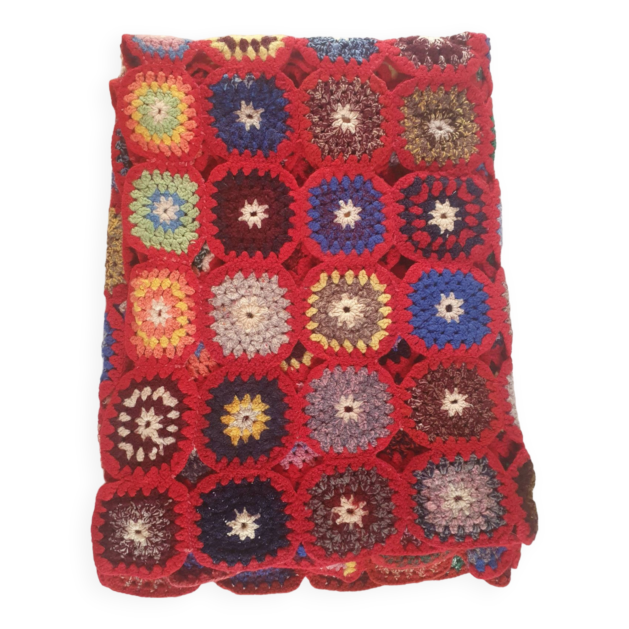 vintage crochet bed cover 180 x 125cm for a single bed red