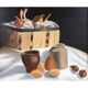 Tableau nature morte pots et légumes