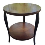 1970s solid wood round coffee table with double top