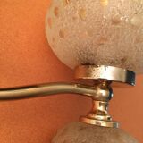 Pair of appliques in slightly amber glass and gilded metal